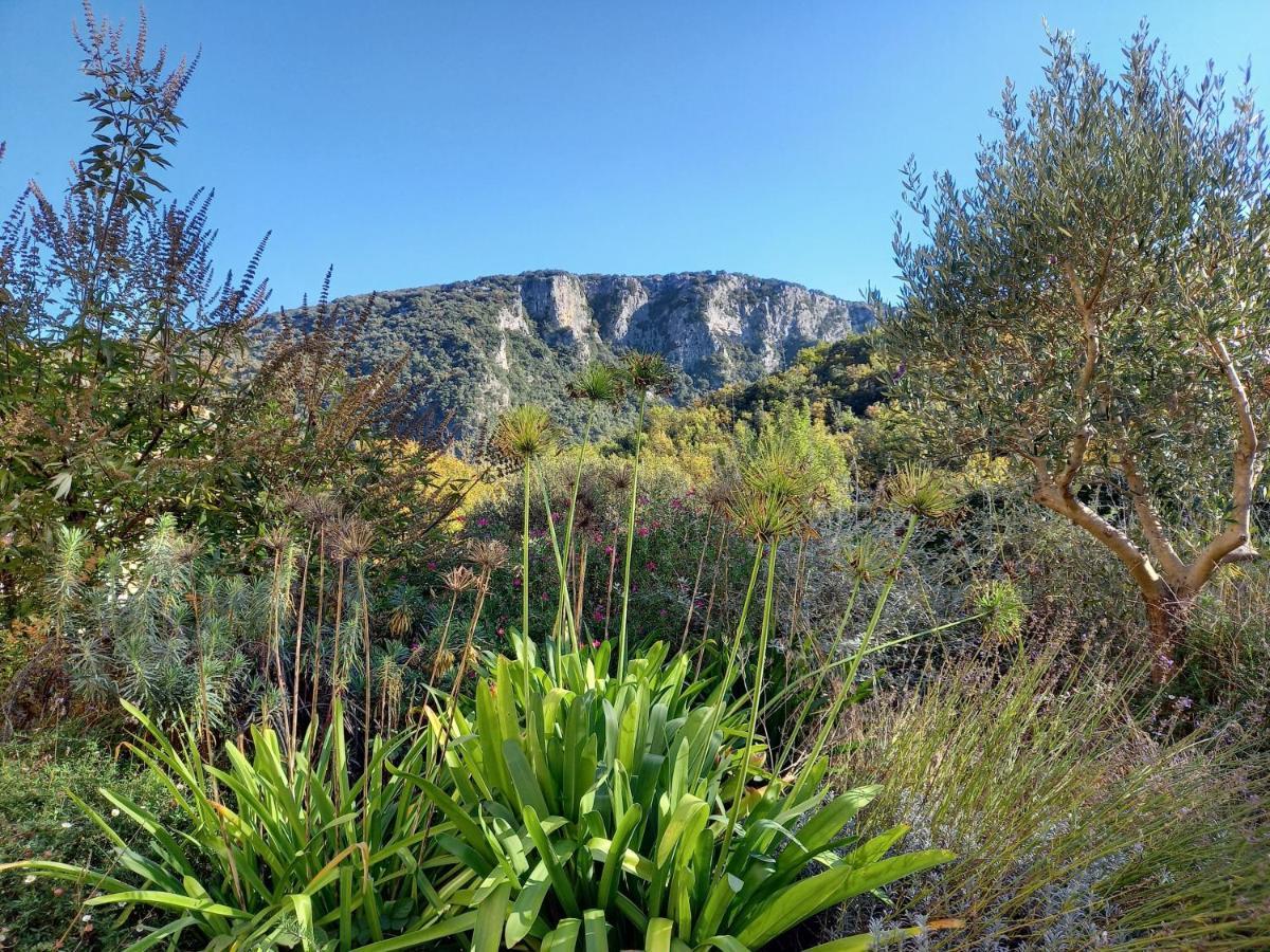 Gîte en Cévennes du sud, bergerie restaurée, 2 à 4 personnes, piscine, vue exceptionnelle, authenticité et confort Saint-Laurent-le-Minier Exterior foto